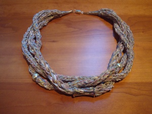 A second necklace, made from gold ribbon