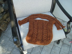 Knitted purse before felting